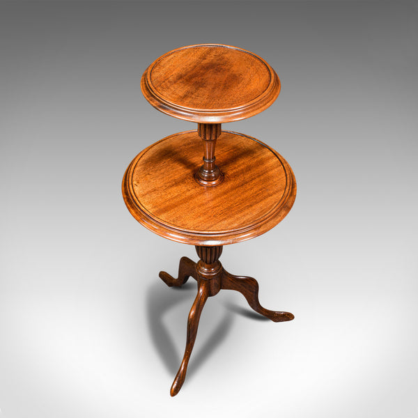 Antique Two Tier Table, English, Mahogany, Afternoon Tea, Cake Stand, Edwardian