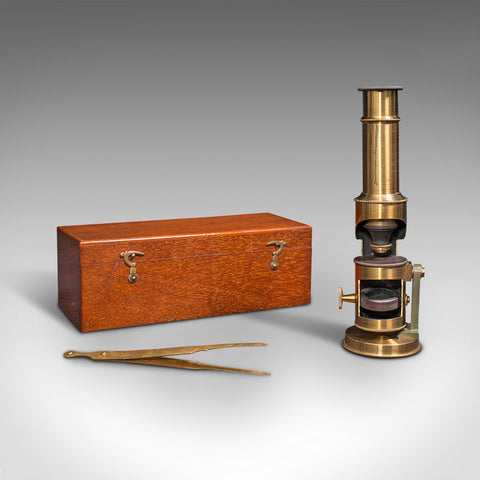 Vintage Scientist's Field Microscope, English, Brass, Pocket Instrument, C.1930