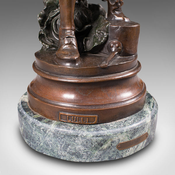 Tall Vintage Violinist Statue, Continental, Bronze, Male Figure, After Gaudez
