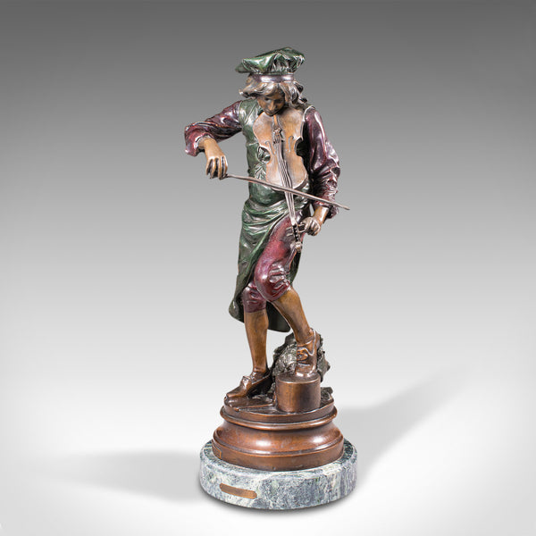 Tall Vintage Violinist Statue, Continental, Bronze, Male Figure, After Gaudez