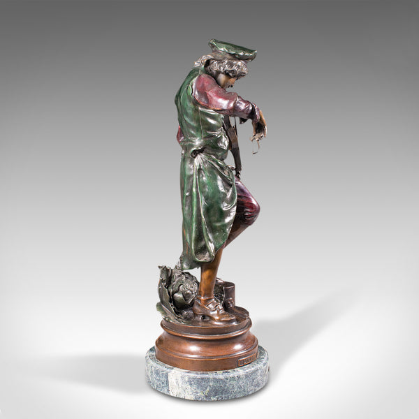 Tall Vintage Violinist Statue, Continental, Bronze, Male Figure, After Gaudez