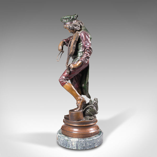 Tall Vintage Violinist Statue, Continental, Bronze, Male Figure, After Gaudez