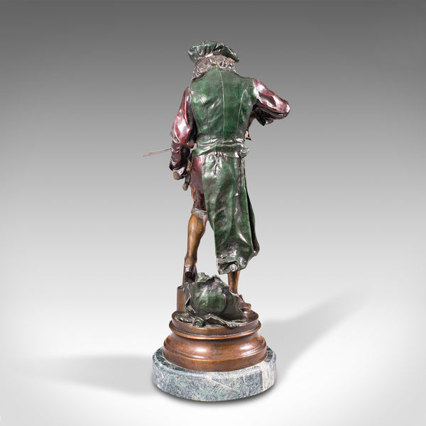 Tall Vintage Violinist Statue, Continental, Bronze, Male Figure, After Gaudez