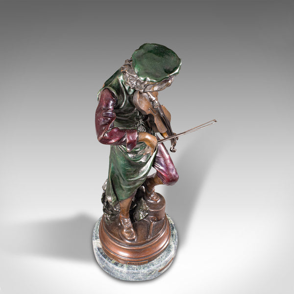 Tall Vintage Violinist Statue, Continental, Bronze, Male Figure, After Gaudez