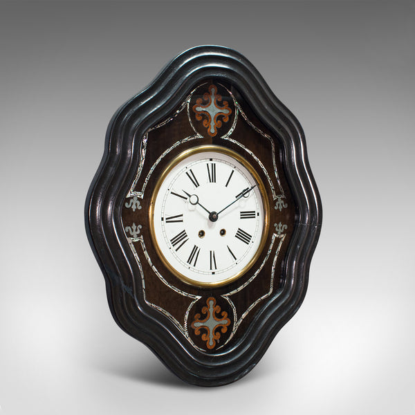 Antique Boudoir Clock, French, Ebonised, Decorative, Wall, Victorian, Circa 1880