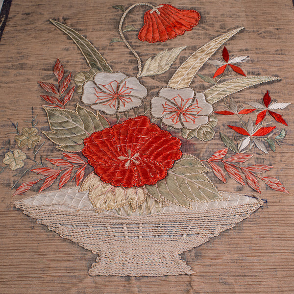 Pair Of Antique Decorative Panels, Chinese, Embroidered Silk, Victorian, C.1880