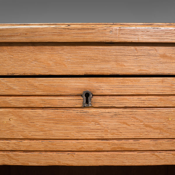 Vintage Office Desk, English, Light Oak, Writing Table, Mid Century, Circa 1960