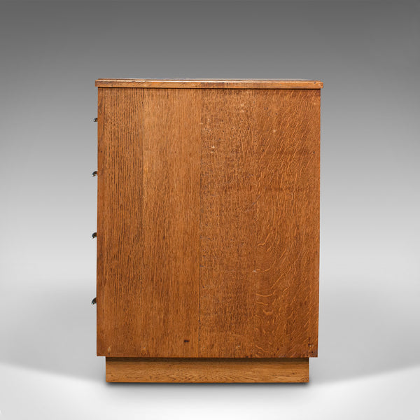 Vintage Office Desk, English, Light Oak, Writing Table, Mid Century, Circa 1960