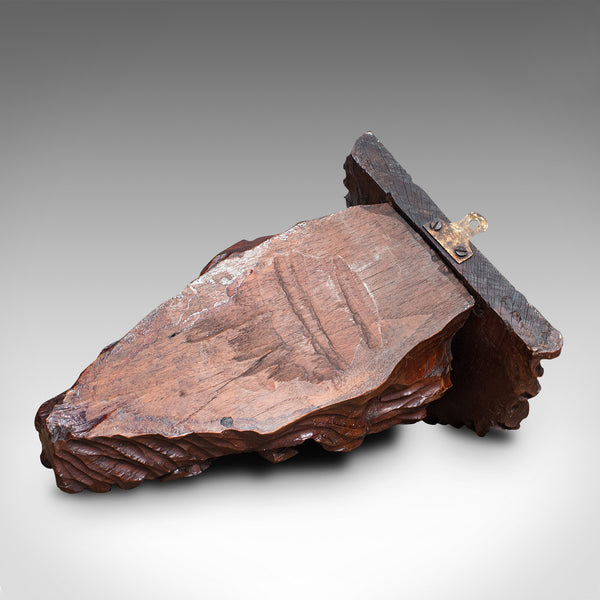 Antique Decorative Sconce, American, Carved Oak, Figure, Candle Bracket, C.1800