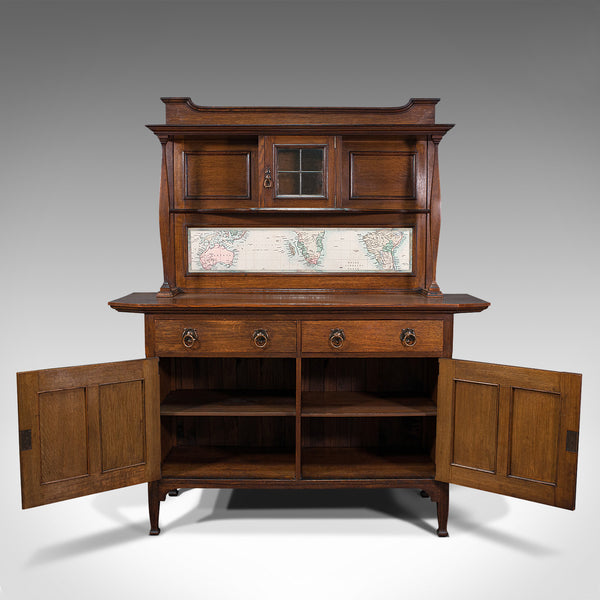 Large Antique Sideboard, English, Oak, Dresser, Cabinet, Liberty & Co, Victorian