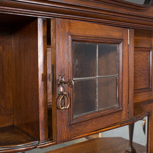 Large Antique Sideboard, English, Oak, Dresser, Cabinet, Liberty & Co, Victorian