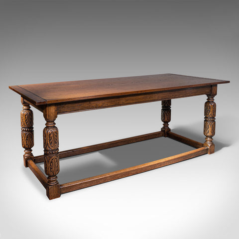 Antique Refectory Table, English, Oak, Dining, Jacobean Revival, Edwardian, 1910