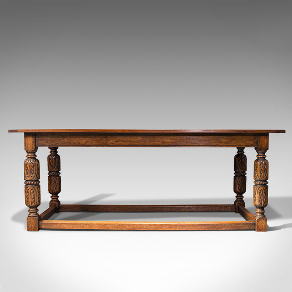Antique Refectory Table, English, Oak, Dining, Jacobean Revival, Edwardian, 1910
