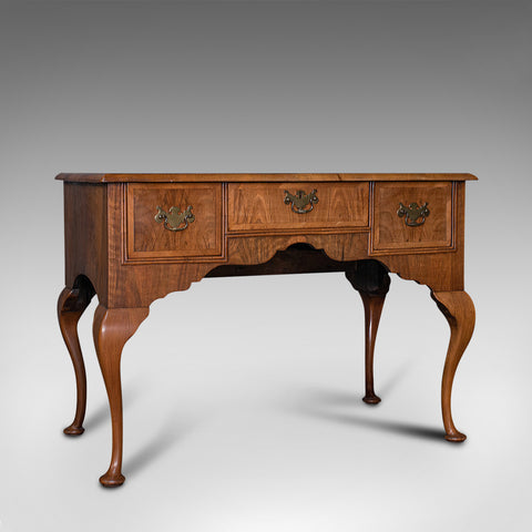 Antique Writing Desk, English, Burr Walnut, Oak, Lowboy, Table, Georgian, C.1800
