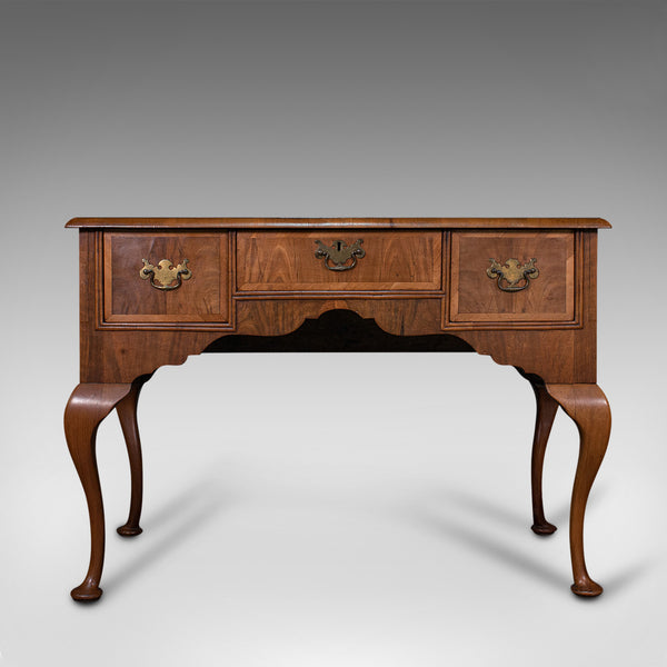 Antique Writing Desk, English, Burr Walnut, Oak, Lowboy, Table, Georgian, C.1800