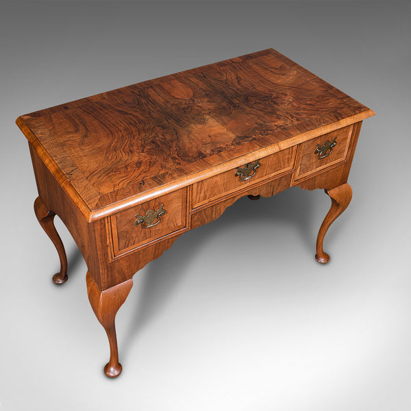 Antique Writing Desk, English, Burr Walnut, Oak, Lowboy, Table, Georgian, C.1800