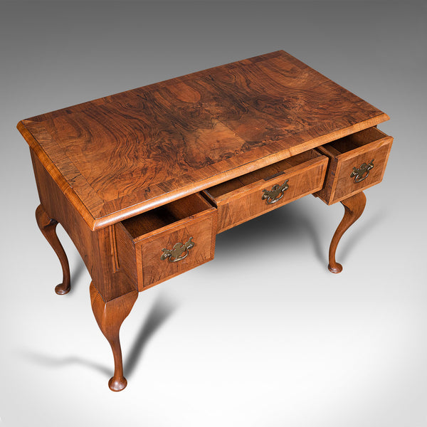 Antique Writing Desk, English, Burr Walnut, Oak, Lowboy, Table, Georgian, C.1800
