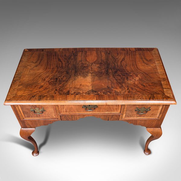Antique Writing Desk, English, Burr Walnut, Oak, Lowboy, Table, Georgian, C.1800