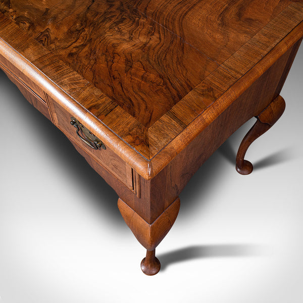 Antique Writing Desk, English, Burr Walnut, Oak, Lowboy, Table, Georgian, C.1800