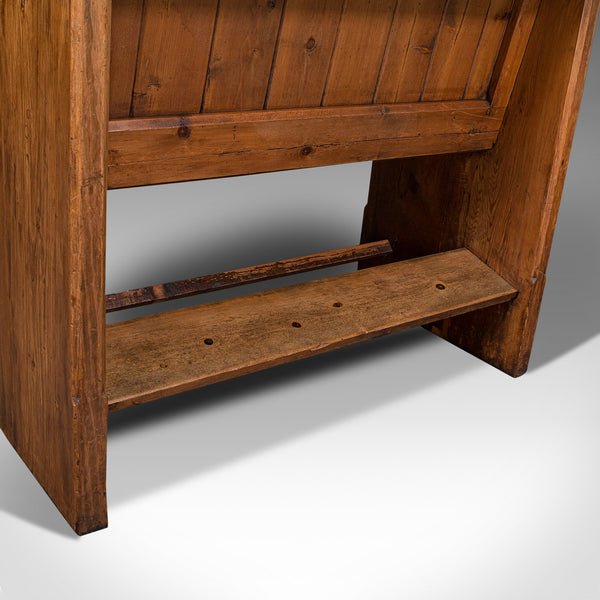 Antique Love Seat, English, Pine, Bench, Pew, Ecclesiastic Taste, Victorian