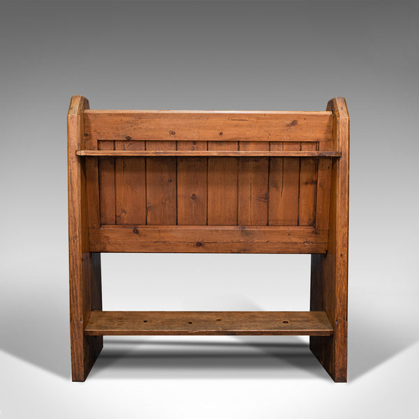 Antique Love Seat, English, Pine, Bench, Pew, Ecclesiastic Taste, Victorian