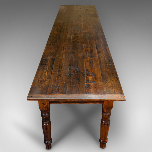 Very Large 13' Antique Dining Table, English, Pine, Country House, Victorian