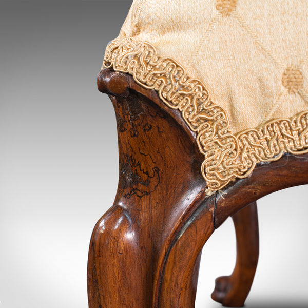 Antique Dressing Stool, English, Walnut, Upholstery, Boudoir Seat, Regency, 1820