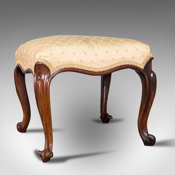 Antique Dressing Stool, English, Walnut, Upholstery, Boudoir Seat, Regency, 1820