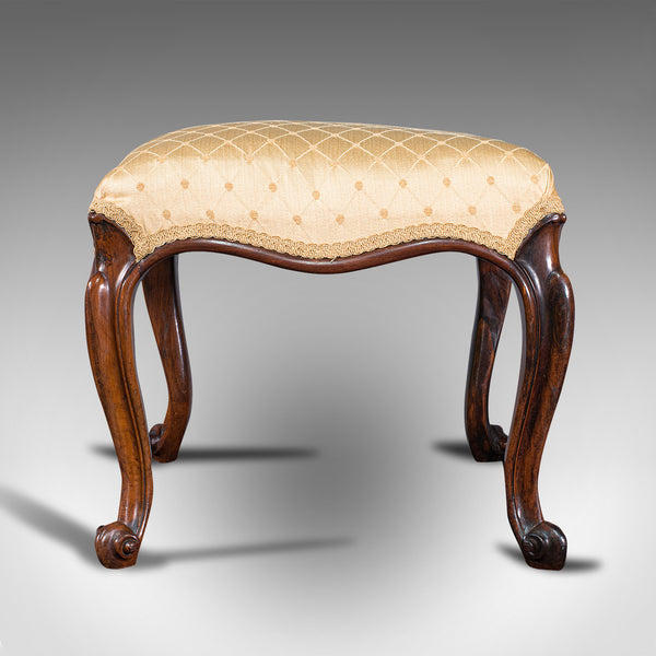 Antique Dressing Stool, English, Walnut, Upholstery, Boudoir Seat, Regency, 1820