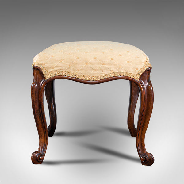 Antique Dressing Stool, English, Walnut, Upholstery, Boudoir Seat, Regency, 1820