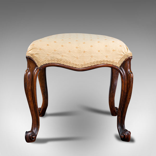 Antique Dressing Stool, English, Walnut, Upholstery, Boudoir Seat, Regency, 1820