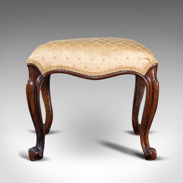 Antique Dressing Stool, English, Walnut, Upholstery, Boudoir Seat, Regency, 1820