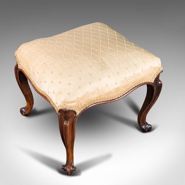 Antique Dressing Stool, English, Walnut, Upholstery, Boudoir Seat, Regency, 1820