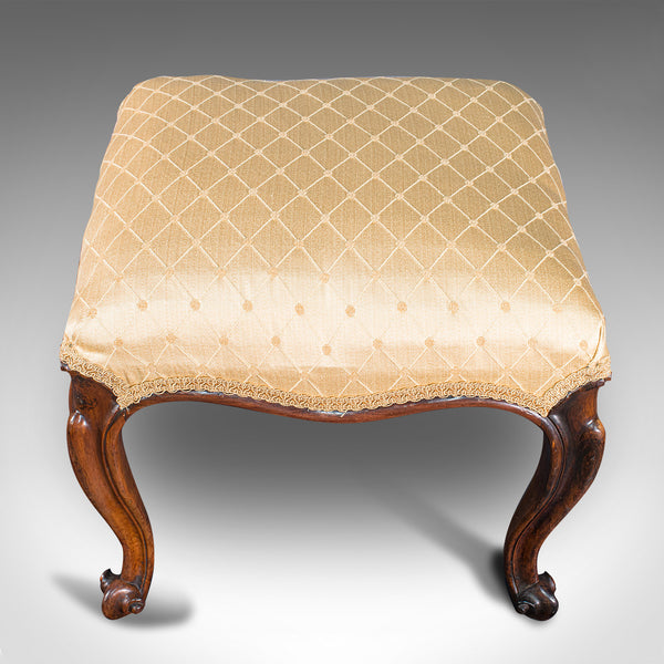 Antique Dressing Stool, English, Walnut, Upholstery, Boudoir Seat, Regency, 1820