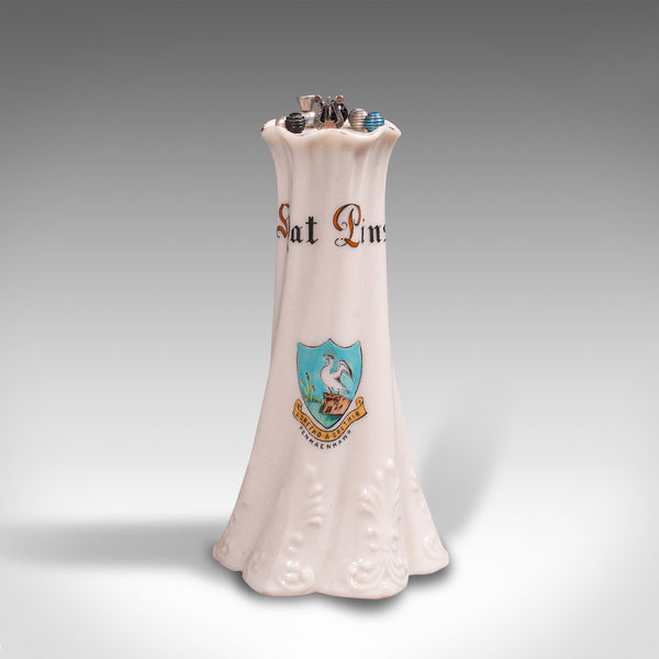 Small Antique Hat Pin Holder, English, Ceramic, Vanity, Accessory, Circa 1920