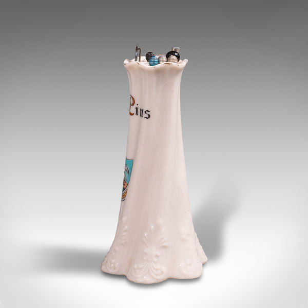Small Antique Hat Pin Holder, English, Ceramic, Vanity, Accessory, Circa 1920