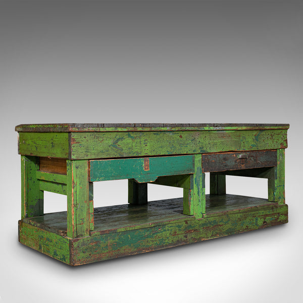 Large Antique Industrial Mill Table, English, Pine, Kitchen Island, Victorian