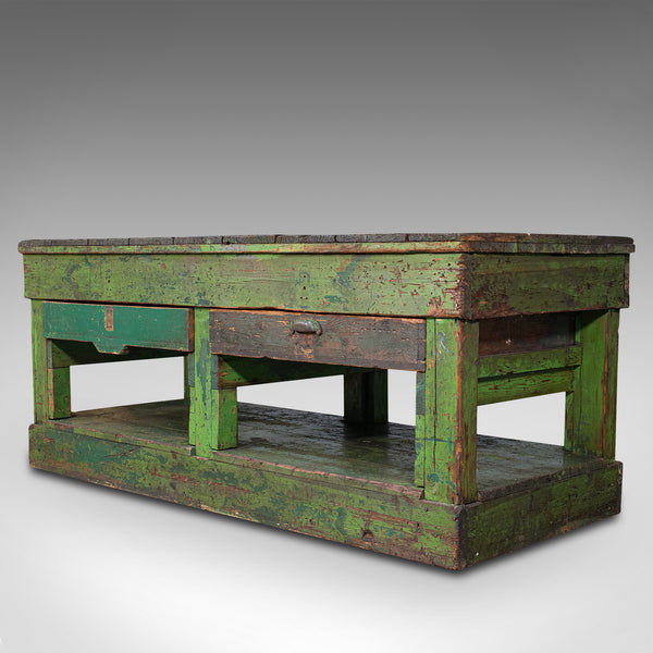Large Antique Industrial Mill Table, English, Pine, Kitchen Island, Victorian