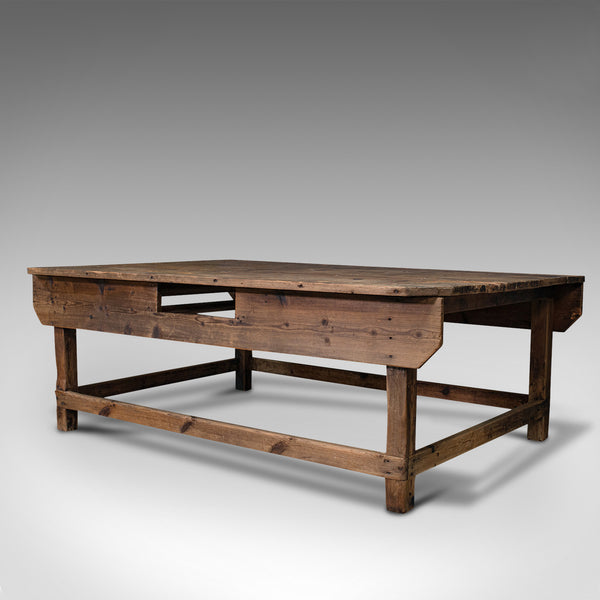 Large Antique Textiles Table, English, Pine, Shop, Retail, Display, Victorian
