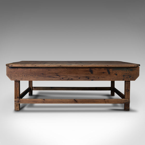 Large Antique Textiles Table, English, Pine, Shop, Retail, Display, Victorian