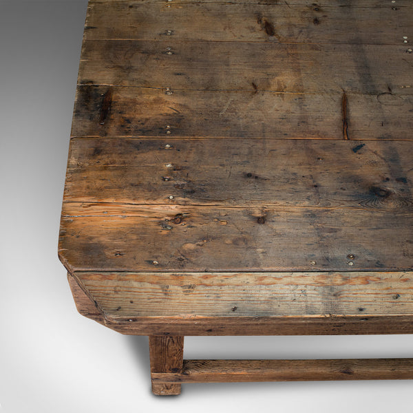 Large Antique Textiles Table, English, Pine, Shop, Retail, Display, Victorian