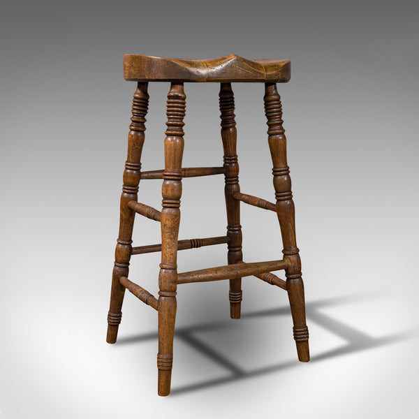 Antique Artist's Stool, English, Beech, Ash, Saddle Seat, Victorian, Circa 1900
