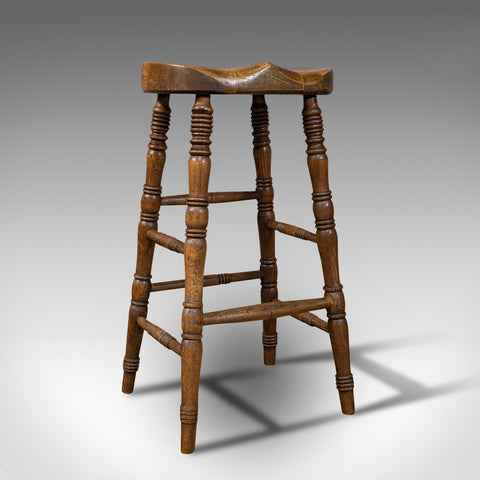 Antique Artist's Stool, English, Beech, Ash, Saddle Seat, Victorian, Circa 1900