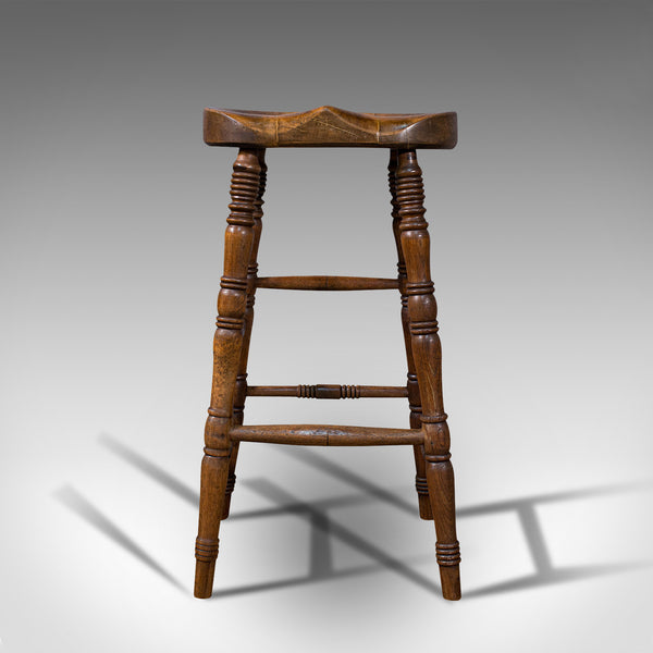 Antique Artist's Stool, English, Beech, Ash, Saddle Seat, Victorian, Circa 1900