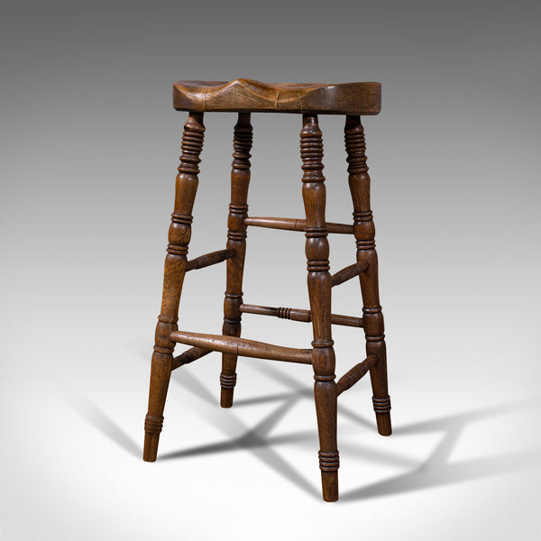 Antique Artist's Stool, English, Beech, Ash, Saddle Seat, Victorian, Circa 1900