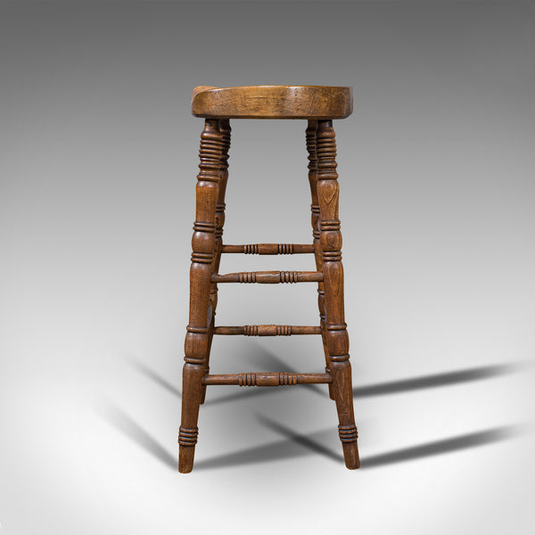 Antique Artist's Stool, English, Beech, Ash, Saddle Seat, Victorian, Circa 1900
