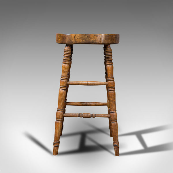 Antique Artist's Stool, English, Beech, Ash, Saddle Seat, Victorian, Circa 1900