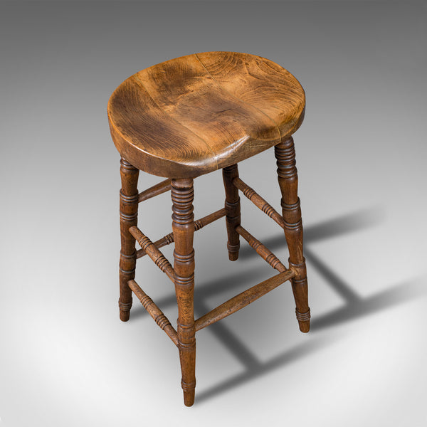 Antique Artist's Stool, English, Beech, Ash, Saddle Seat, Victorian, Circa 1900