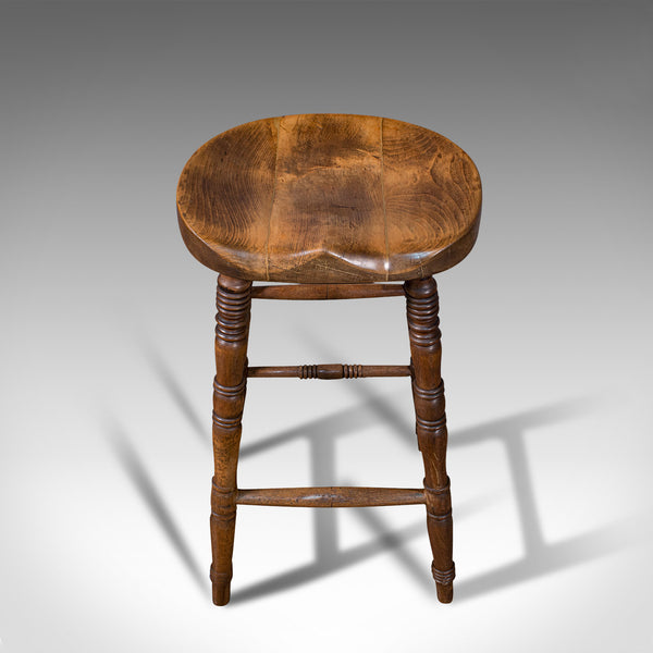 Antique Artist's Stool, English, Beech, Ash, Saddle Seat, Victorian, Circa 1900