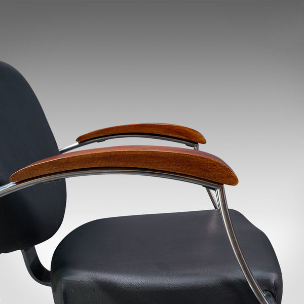 Vintage Desk Chair, English, Industrial, Beech, Office Seat, Late 20th, C.1980